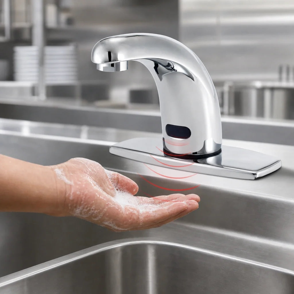 Krowne Royal Series 16-196P Touchless Electronic Sensor Faucet, Single-Hole Deck Mount, Polished Chrome, Mixing Valve