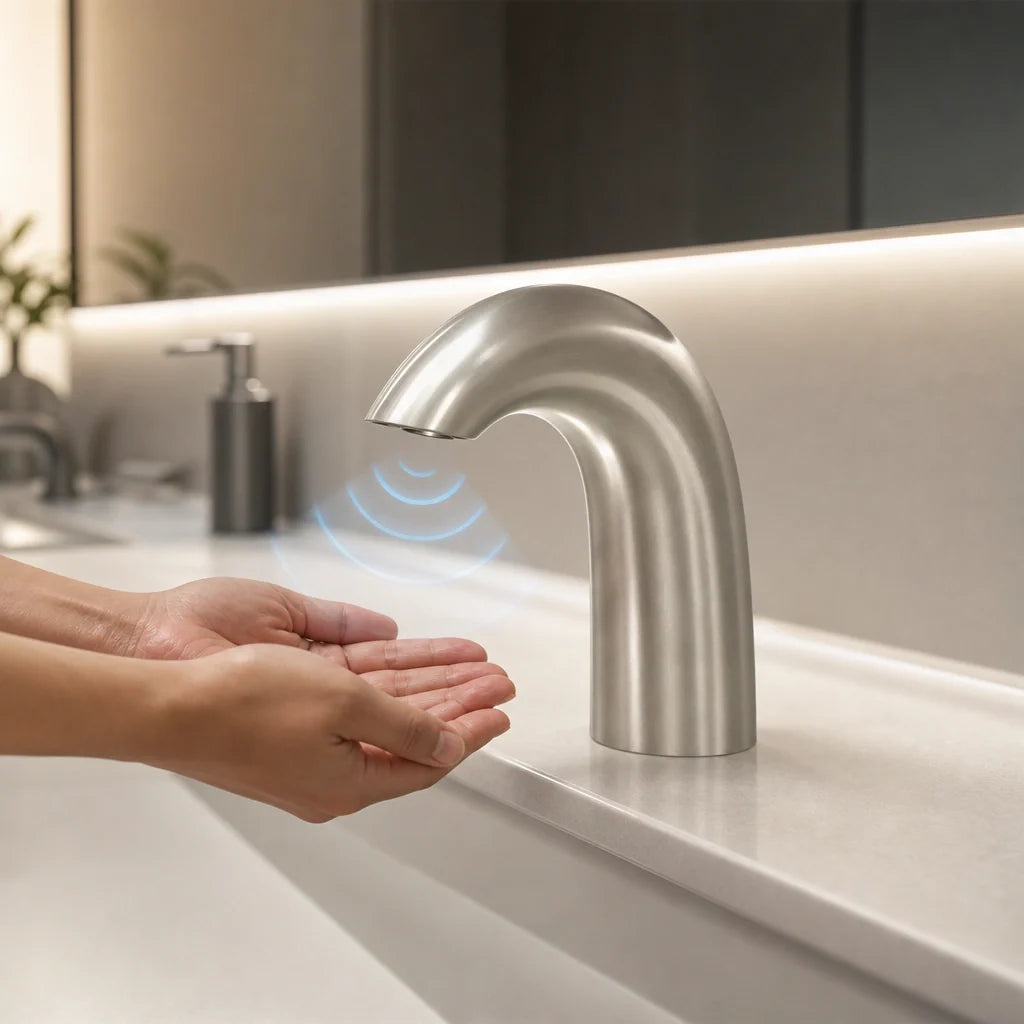 T&S Brass ECW-3172-BN Touchless Electronic Sensor Lavatory Faucet, Single-Hole Deck Mount, Brushed Nickel, 0.5 GPM