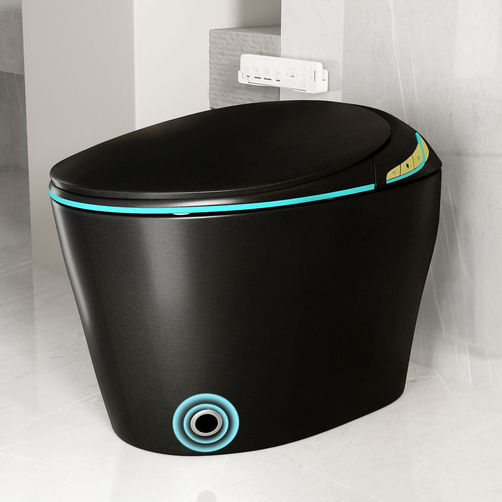 Smart Toilet with Built-In Bidet and Auto Open/Close Seat - White, Dark Gray, Black
