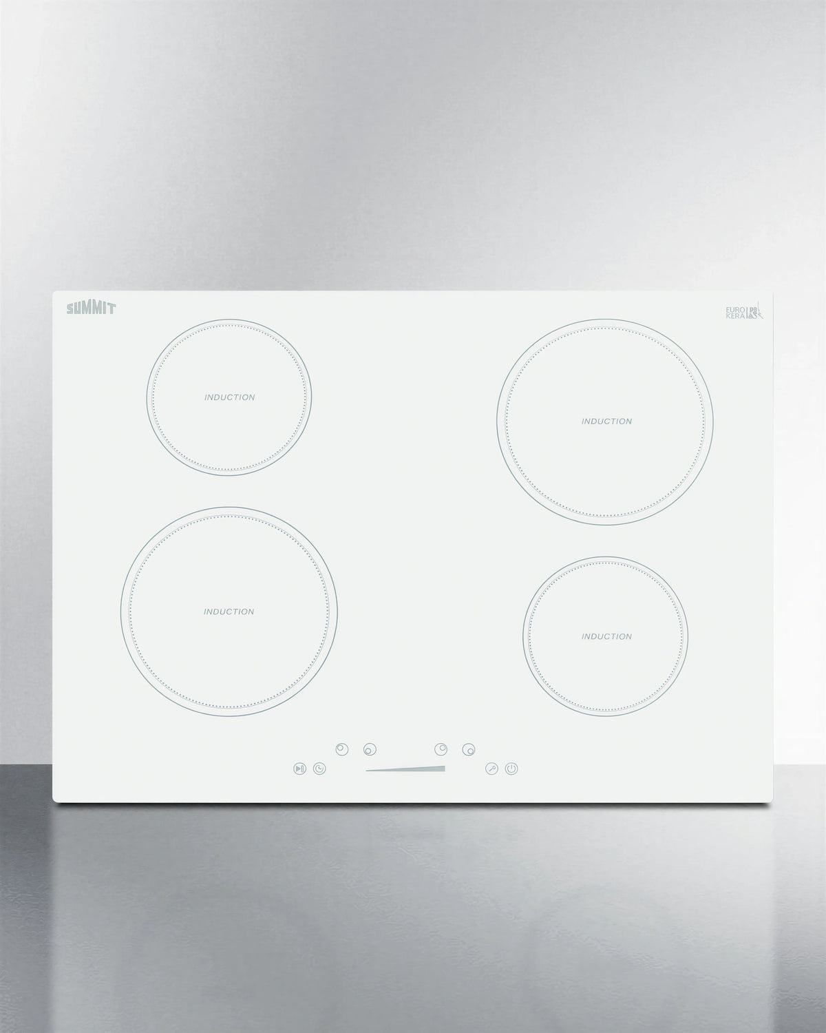 Summit Commercial SINC4B302W 30-Inch 4-Burner Drop-In Induction Cooktop, White, Digital Touch Controls, 208-240V
