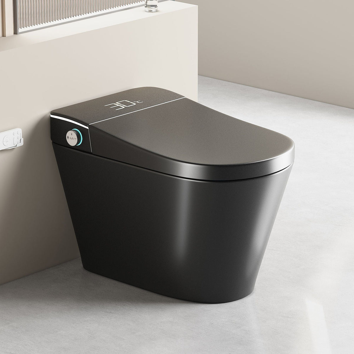 Smart Bidet Toilet with Heated Seat & Auto Open - White, Black, or Dark Gray