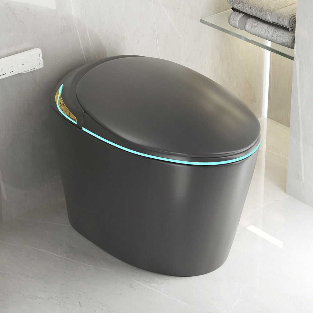 Smart Toilet with Built-In Bidet and Auto Open/Close Seat - White, Dark Gray, Black