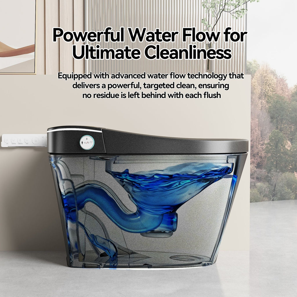 Smart Bidet Toilet with Heated Seat & Auto Open - White, Black, or Dark Gray