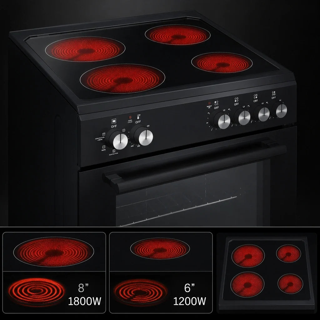 Summit Commercial Summit Appliance REXT24BL 24-Inch Black Smooth-Top Electric Convection Range with Ceramic Glass Cooktop