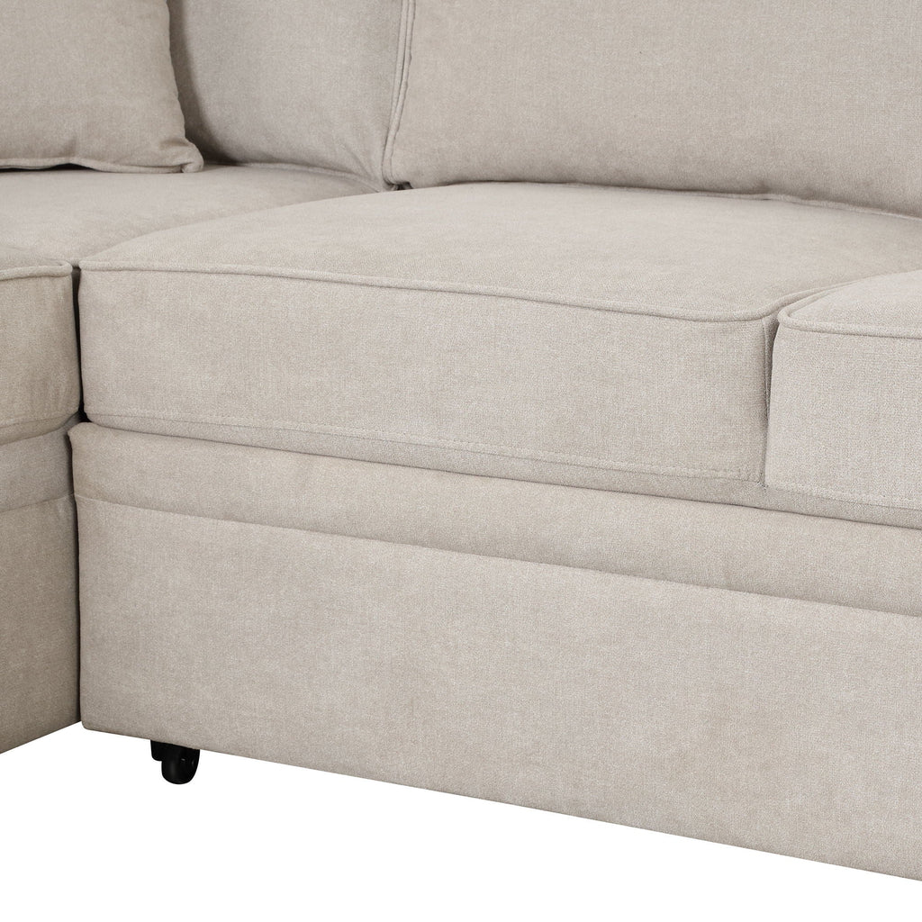 Sleeper Sofa Bed Sectional with Storage Ottoman - Gray, Beige, Green, Black