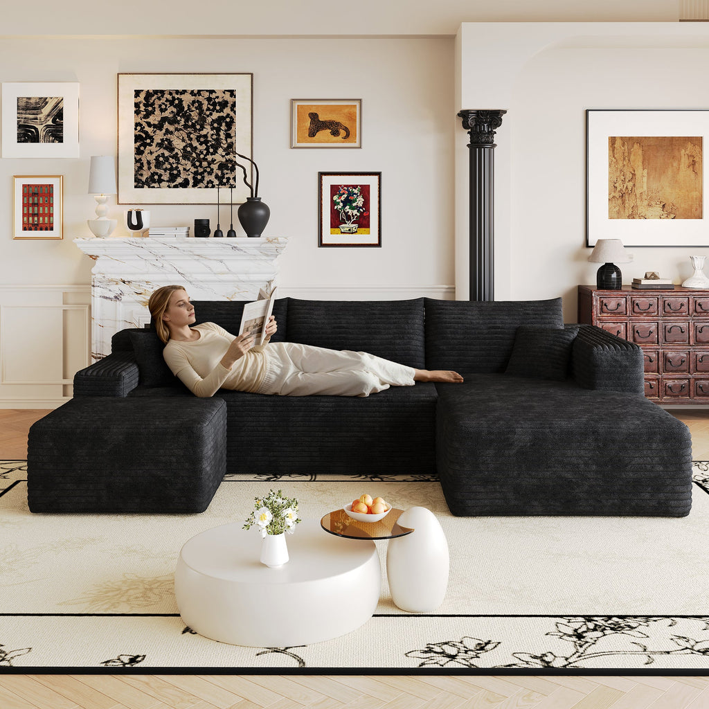 103" Cloud Sectional Sofa,Modern Minimalist Upholstered Couches, Comfort L Shaped Sofa for Living Room,Deep Seat Corner Couch,No Assembly Required