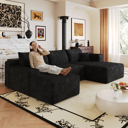 103" Cloud Sectional Sofa,Modern Minimalist Upholstered Couches, Comfort L Shaped Sofa for Living Room,Deep Seat Corner Couch,No Assembly Required