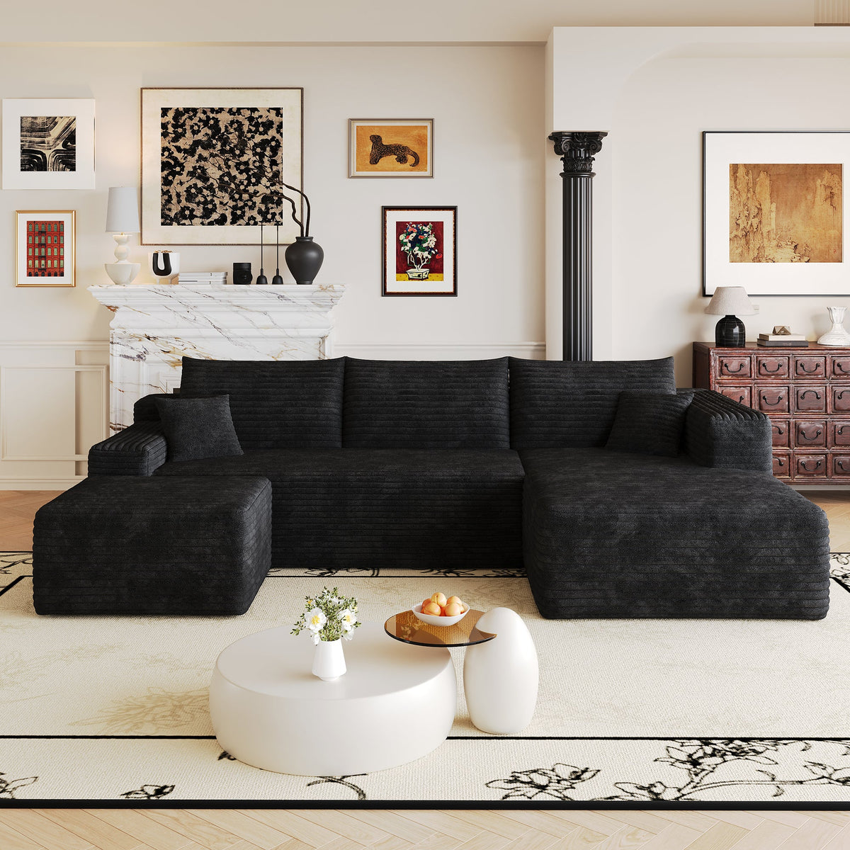103" Cloud Sectional Sofa,Modern Minimalist Upholstered Couches, Comfort L Shaped Sofa for Living Room,Deep Seat Corner Couch,No Assembly Required