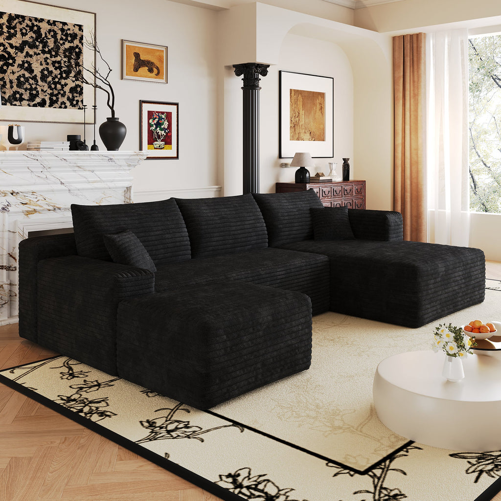 103" Cloud Sectional Sofa,Modern Minimalist Upholstered Couches, Comfort L Shaped Sofa for Living Room,Deep Seat Corner Couch,No Assembly Required