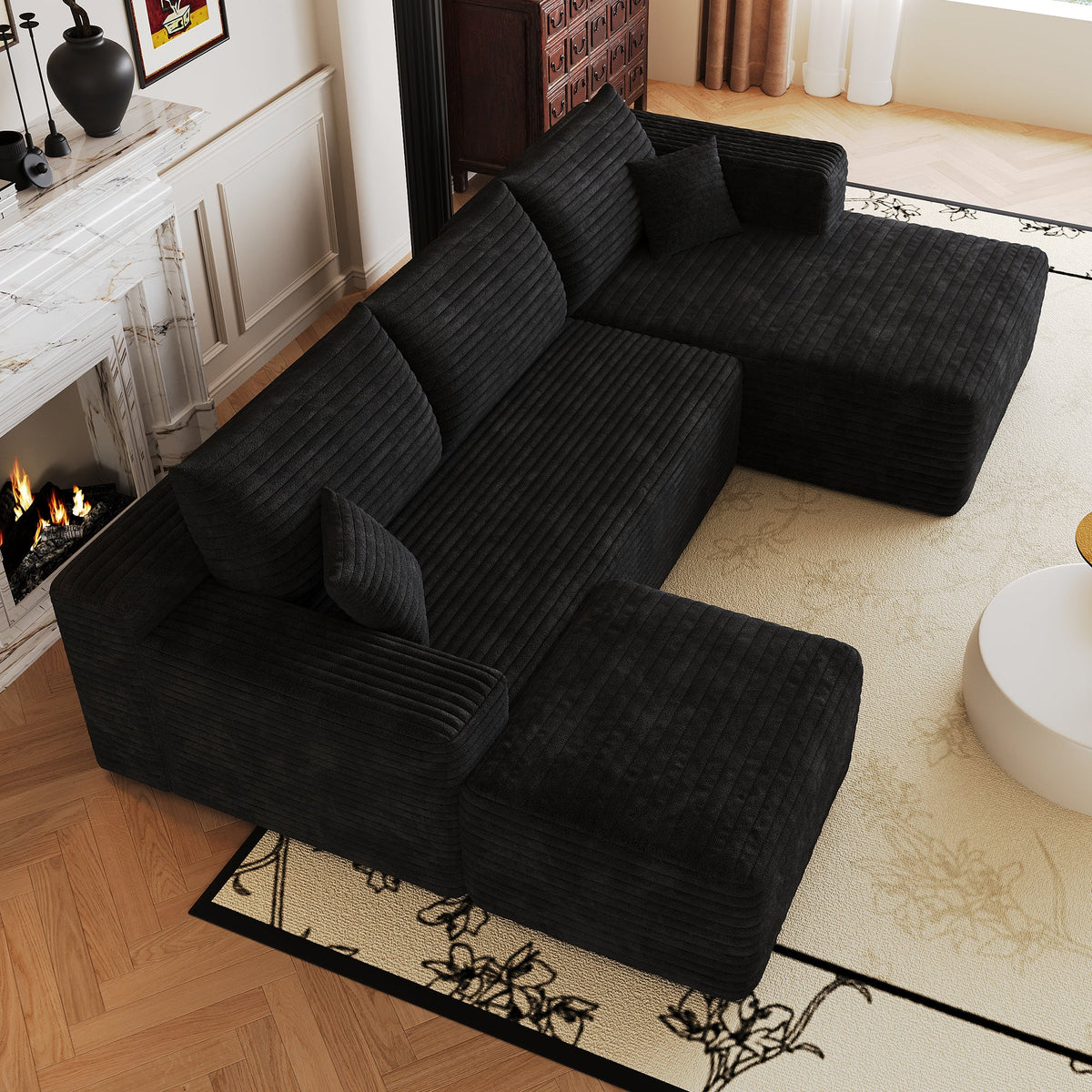 103" Cloud Sectional Sofa,Modern Minimalist Upholstered Couches, Comfort L Shaped Sofa for Living Room,Deep Seat Corner Couch,No Assembly Required