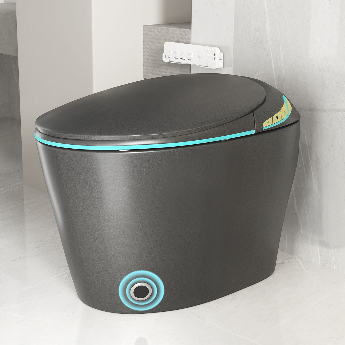 Smart Toilet with Built-In Bidet and Auto Open/Close Seat - White, Dark Gray, Black