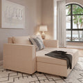 Ainfox 4-Seat Modular Sectional Sofa Sleeper Sofa Flannel Sofa with Storage Seat Beige