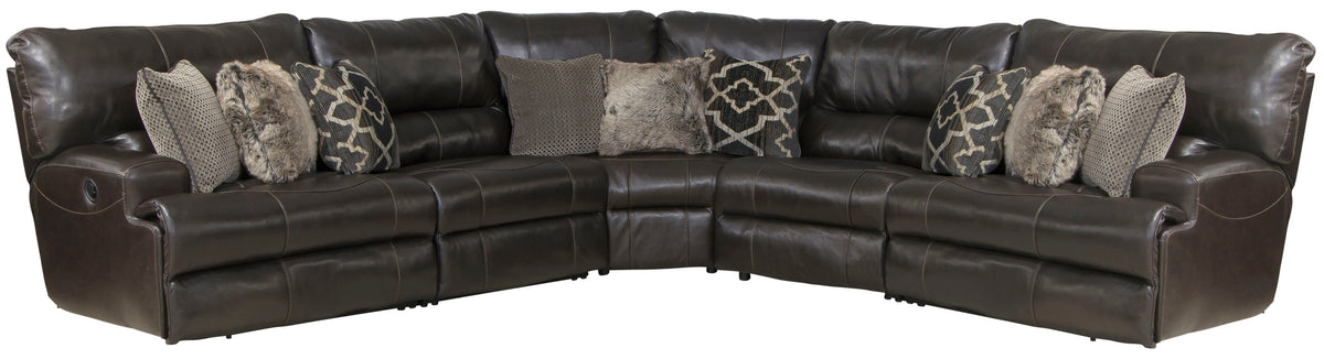 Como - 5 Piece Italian Leather Match Reclining Sectional