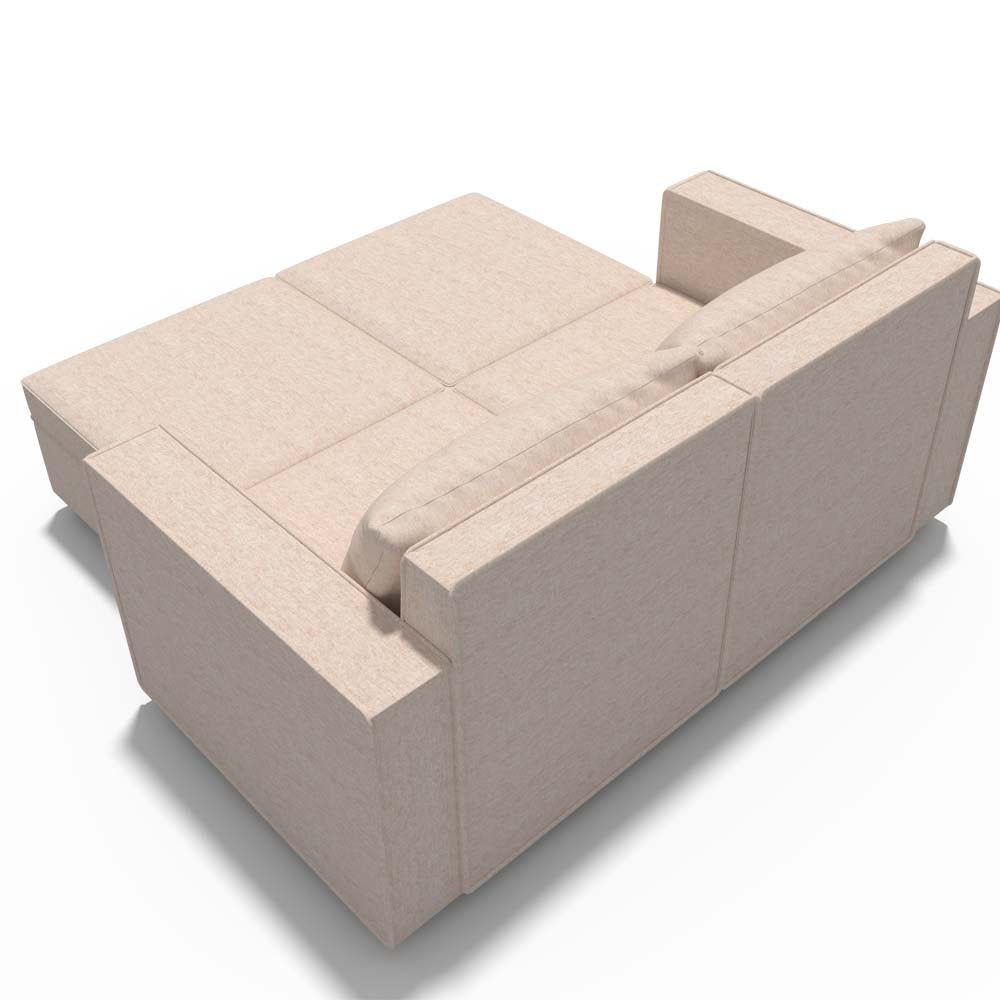 Ainfox 4-Seat Modular Sectional Sofa Sleeper Sofa Flannel Sofa with Storage Seat Beige