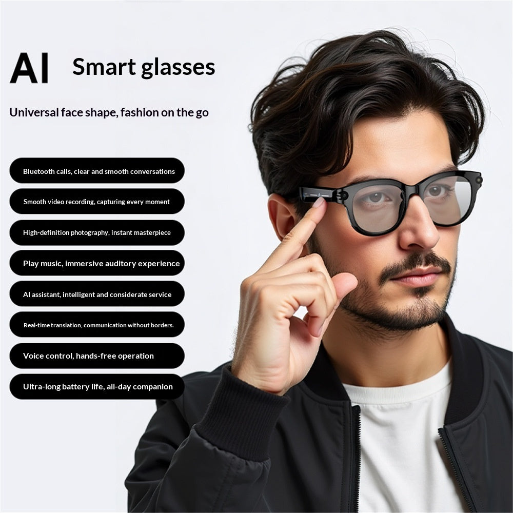 AI Camera Smart Glasses with Dual Lenses, Bluetooth & Open-Ear Audio