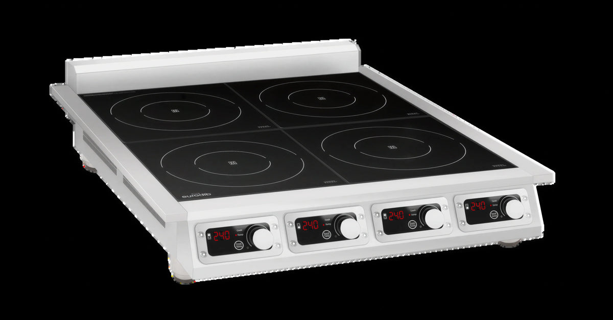 Eurodib CCI4351PH Commercial 4-Zone Induction Cooktop, Countertop, 3,500W Zones, 240V, Stainless Steel