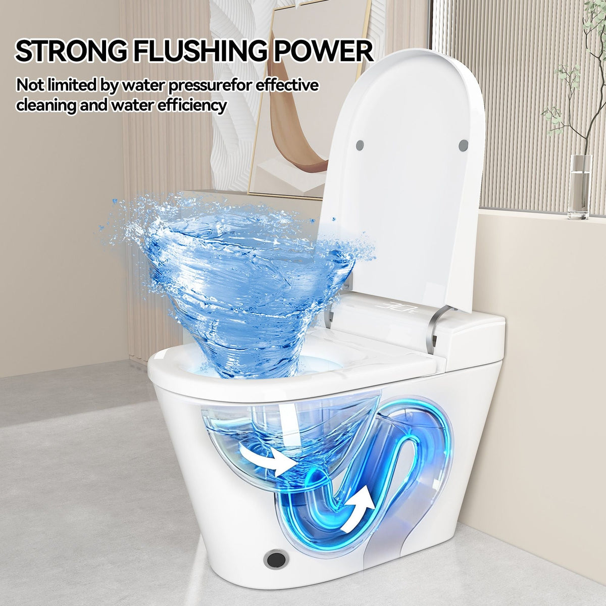 Smart Bidet Toilet with Heated Seat & Auto Open - White, Black, or Dark Gray