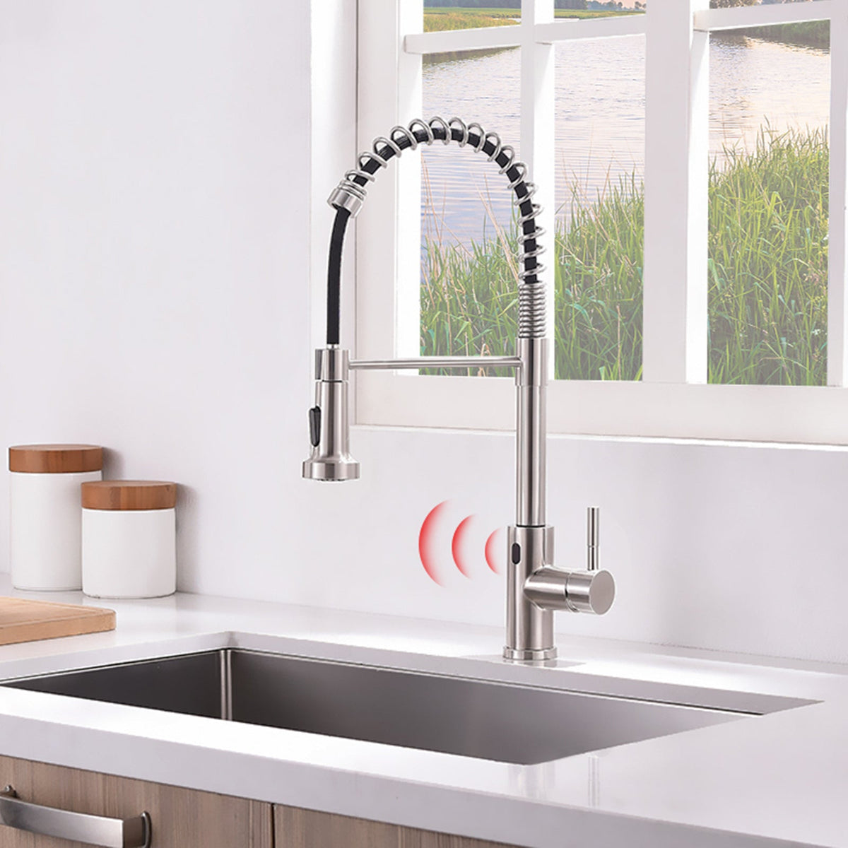 Touchless Kitchen Faucet,Hands Free Automatic Smart Kitchen Faucet Black Smart Kitchen Faucet