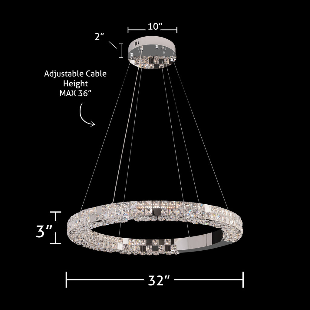 Modern Crystal LED Ring Chandelier