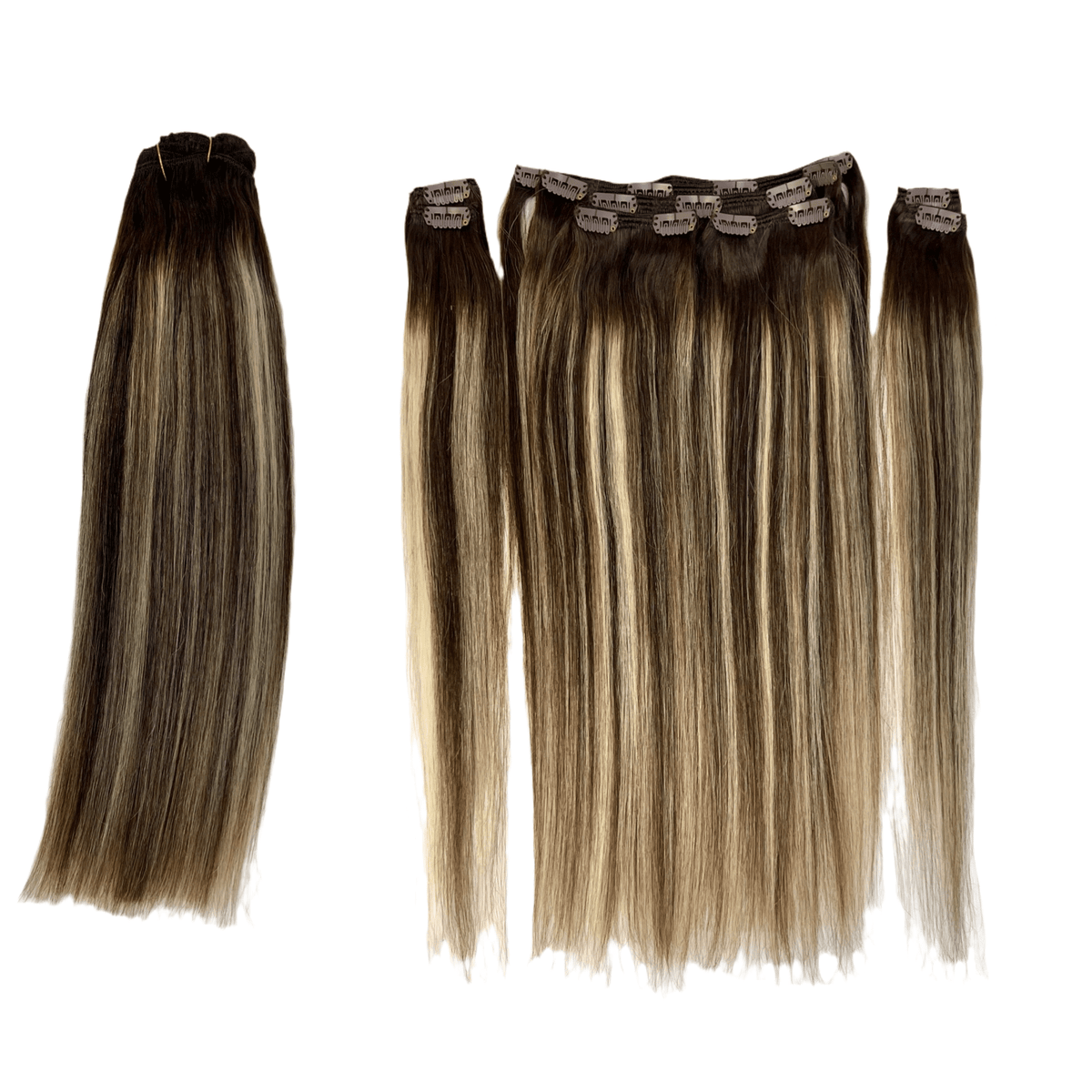VIP ClipeX Clip-In Hair Extensions 100% Human Hair, Silky Straight 18 Inch (140g) Full Head Set