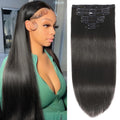 VIP ClipeX Clip-In Hair Extensions 100% Human Hair, Silky Straight 18 Inch (140g) Full Head Set