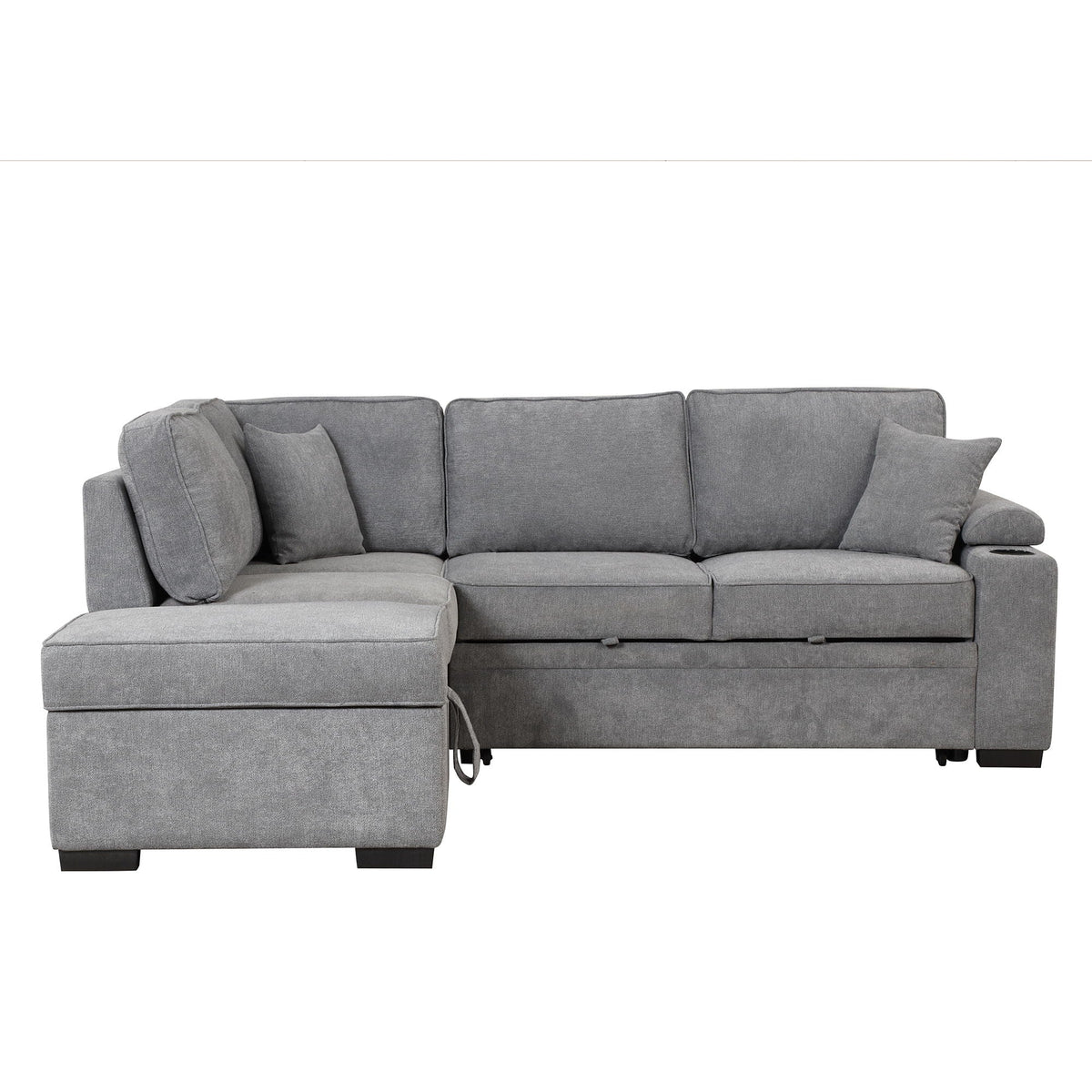 Sleeper Sofa Bed Sectional with Storage Ottoman - Gray, Beige, Green, Black