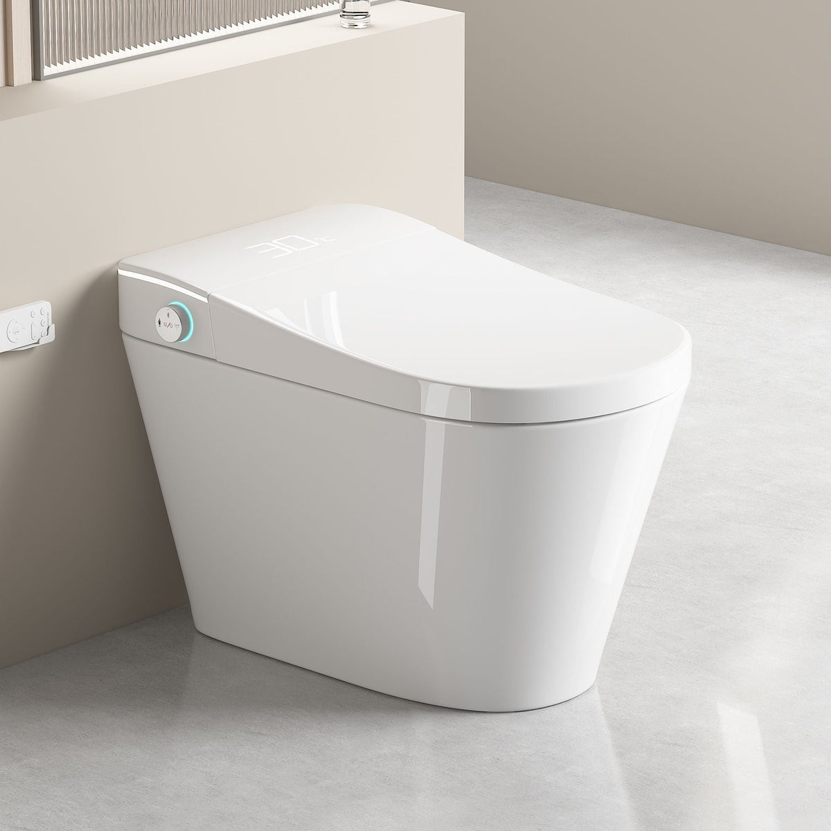 Smart Bidet Toilet with Heated Seat & Auto Open - White, Black, or Dark Gray