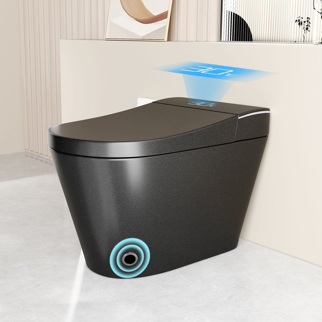 Smart Bidet Toilet with Heated Seat & Auto Open - White, Black, or Dark Gray