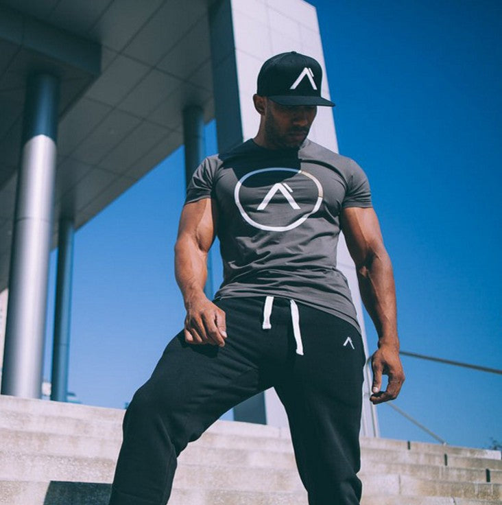 Muscle Master Summer Fitness Compression Shirt for Men, Short Sleeve Breathable Running Training T-Shirt