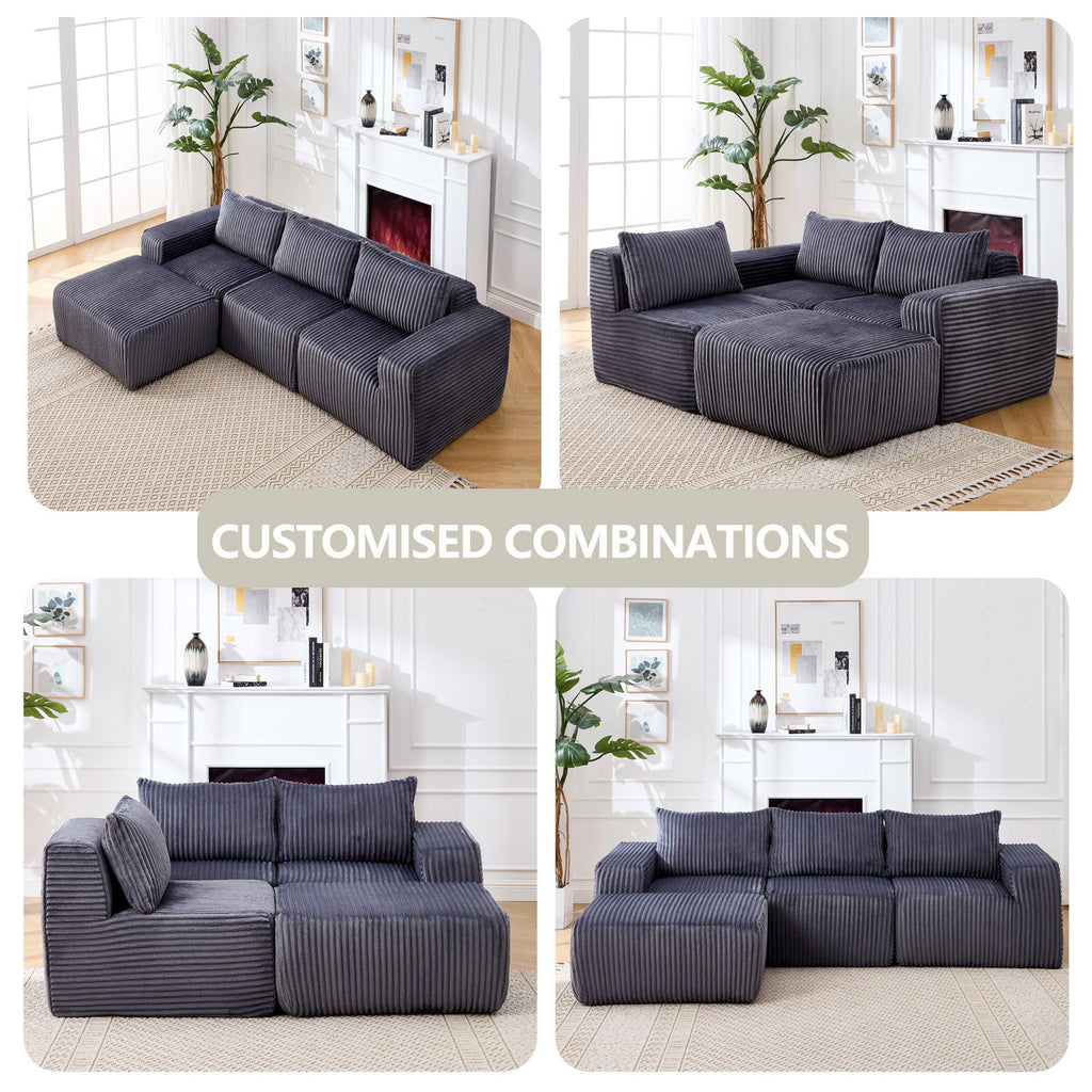 L - Shape Modern Minimalist Modular Sectional Sofa, Upholstered Cloud Couch With Deep Seats