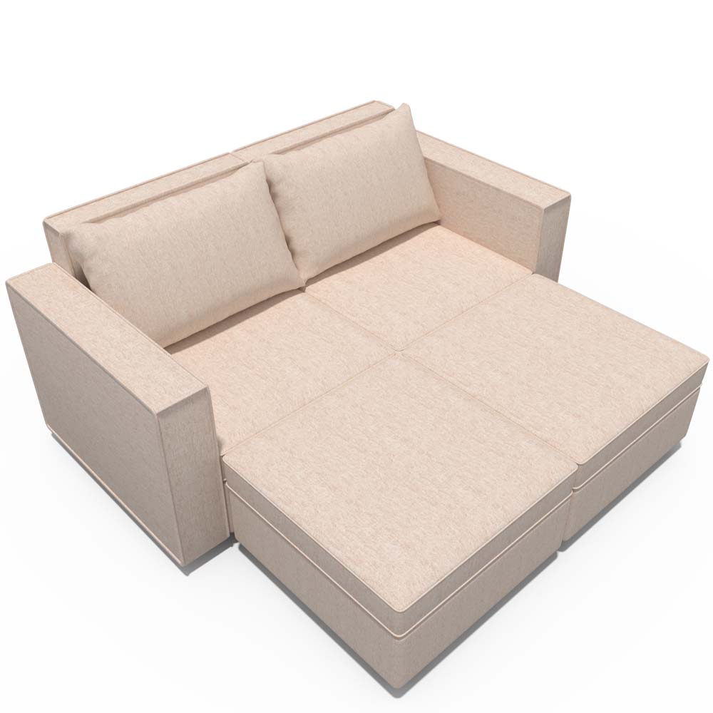 Ainfox 4-Seat Modular Sectional Sofa Sleeper Sofa Flannel Sofa with Storage Seat Beige