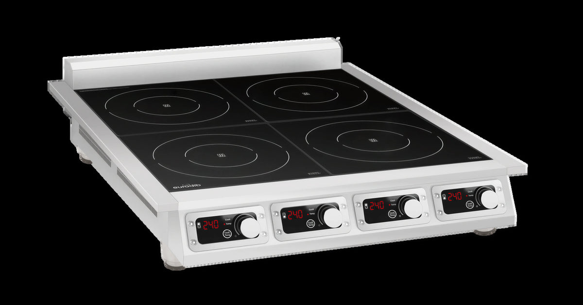 Eurodib CCI4351PH Commercial 4-Zone Induction Cooktop, Countertop, 3,500W Zones, 240V, Stainless Steel