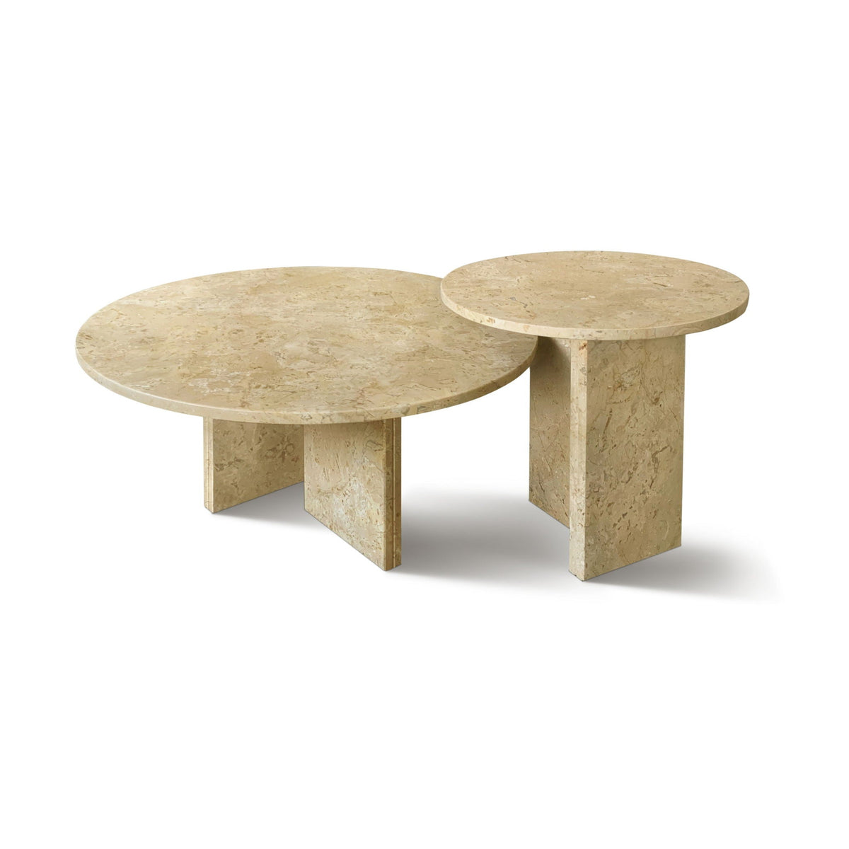 Elegant Coffee Duo Table Set with Natural Marble Tops - Multiple Colors