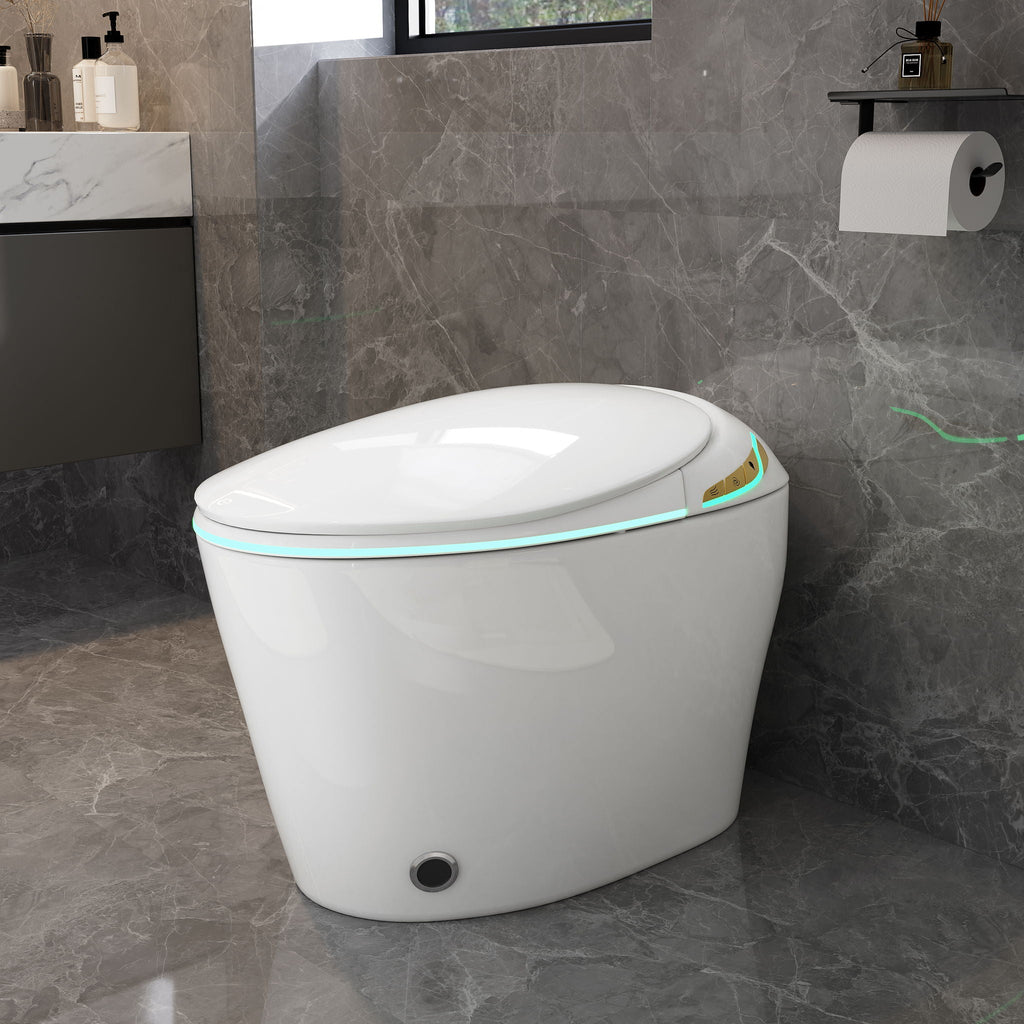 Smart Toilet with Built-In Bidet and Auto Open/Close Seat - White, Dark Gray, Black