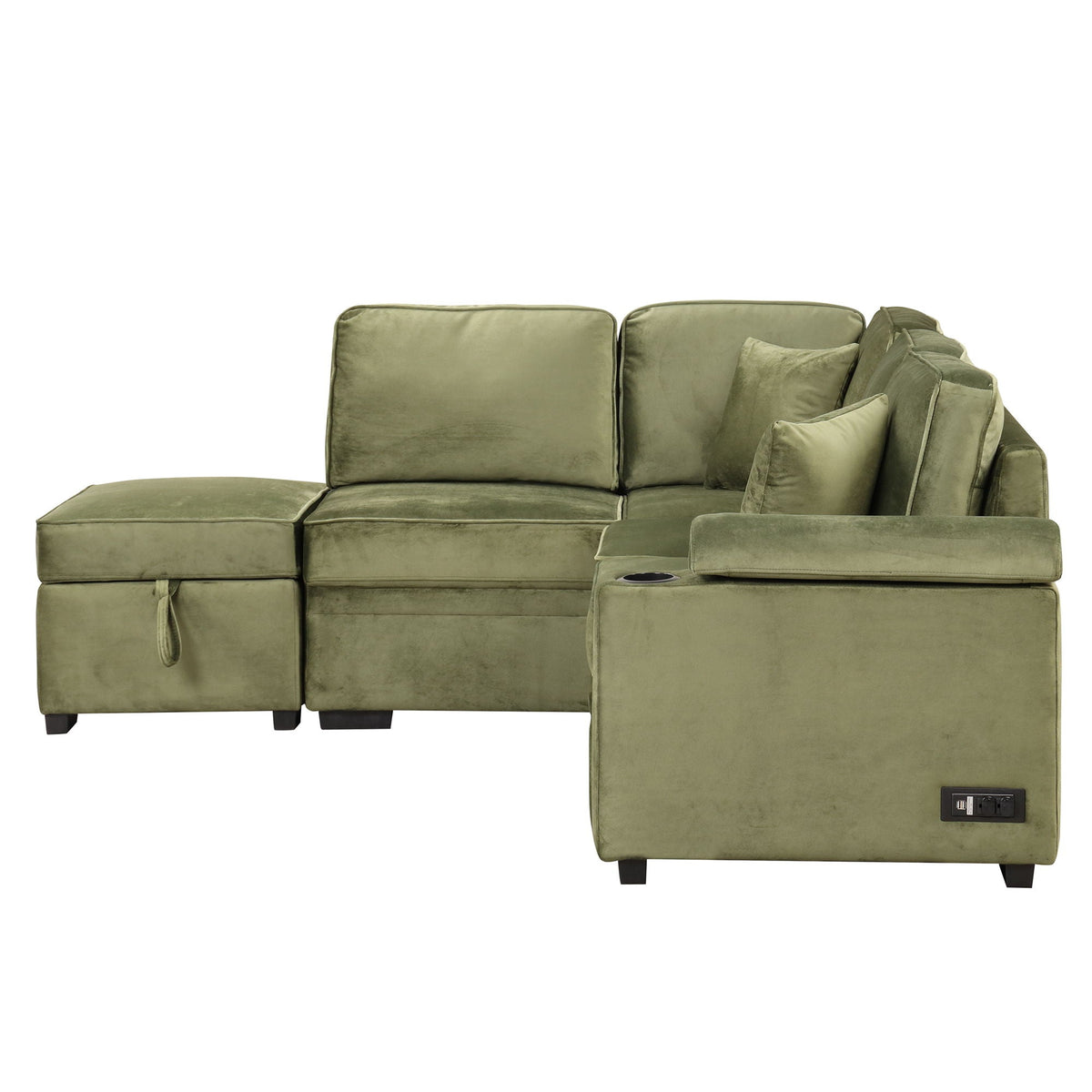 Sleeper Sofa Bed Sectional with Storage Ottoman - Gray, Beige, Green, Black