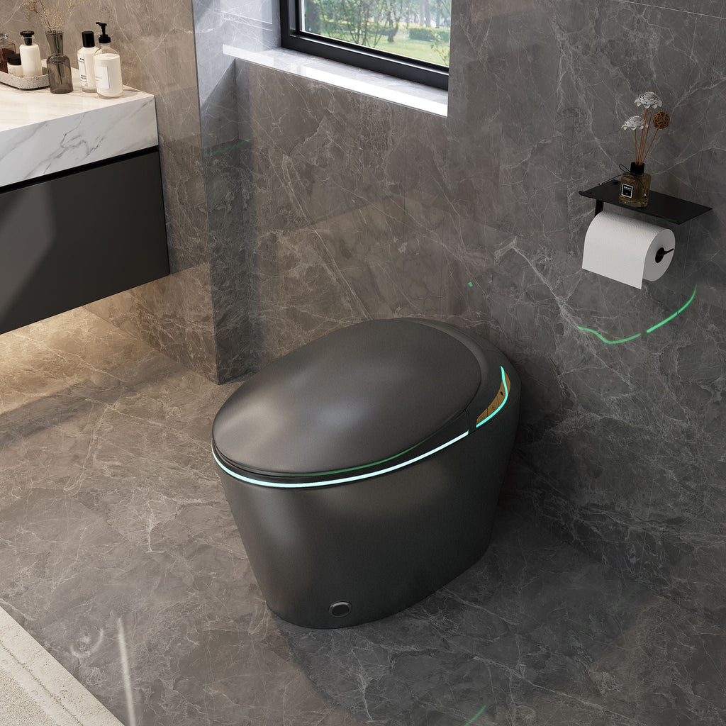Smart Toilet with Built-In Bidet and Auto Open/Close Seat - White, Dark Gray, Black