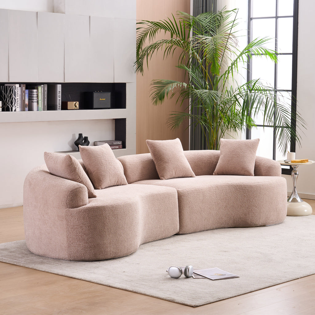 Modular Sleeper Sectional Sofa with Curved Design - Wood Grain Chenille