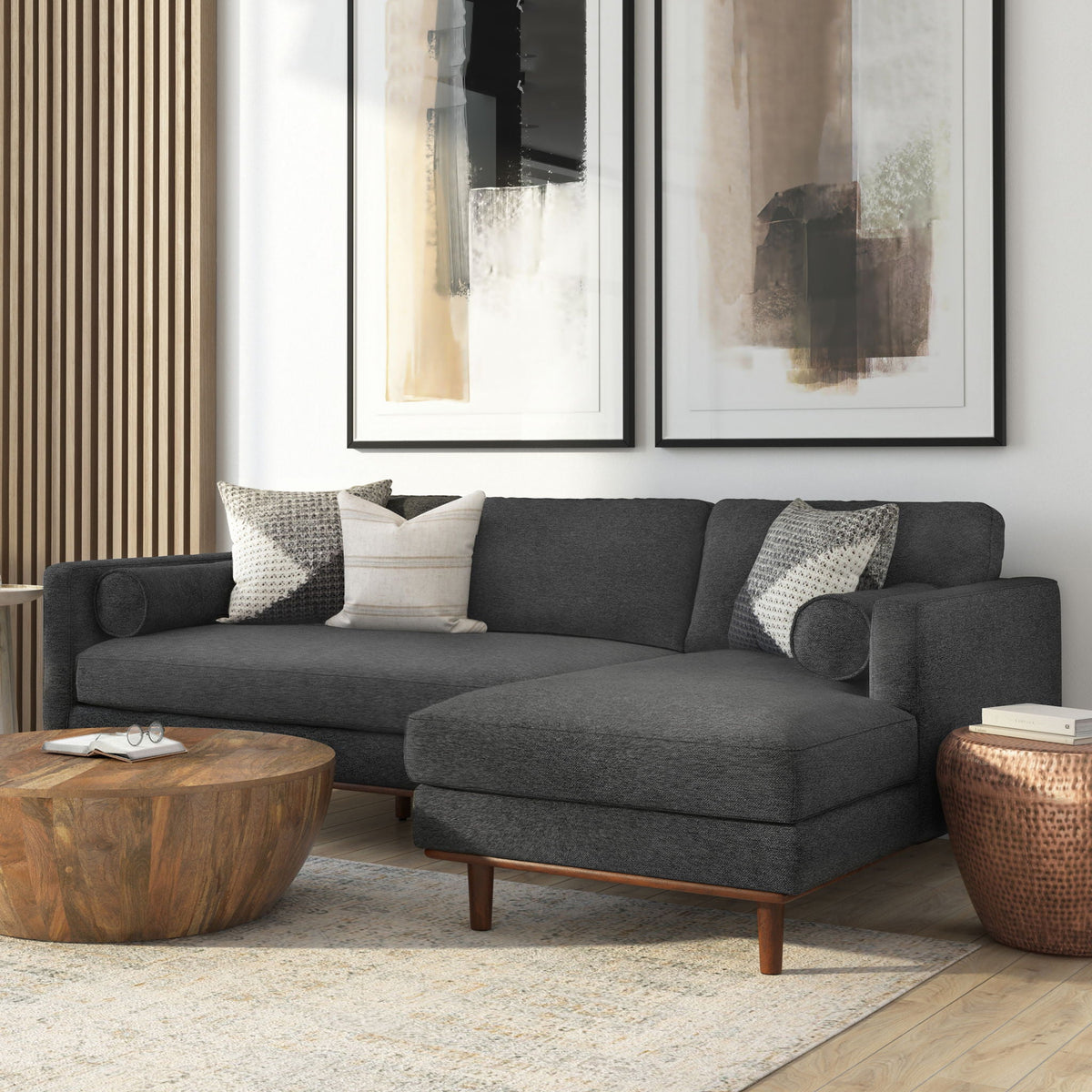 Morrison Upholstered Sectional Sofa with Feather-Filled Cushions – Multiple Colors