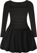 EXARUS Girls Dress Off The Shoulder Bodycon/Bubble Long Sleeve Teen Ruched Homecoming Dance Party Prom Tween Dresses