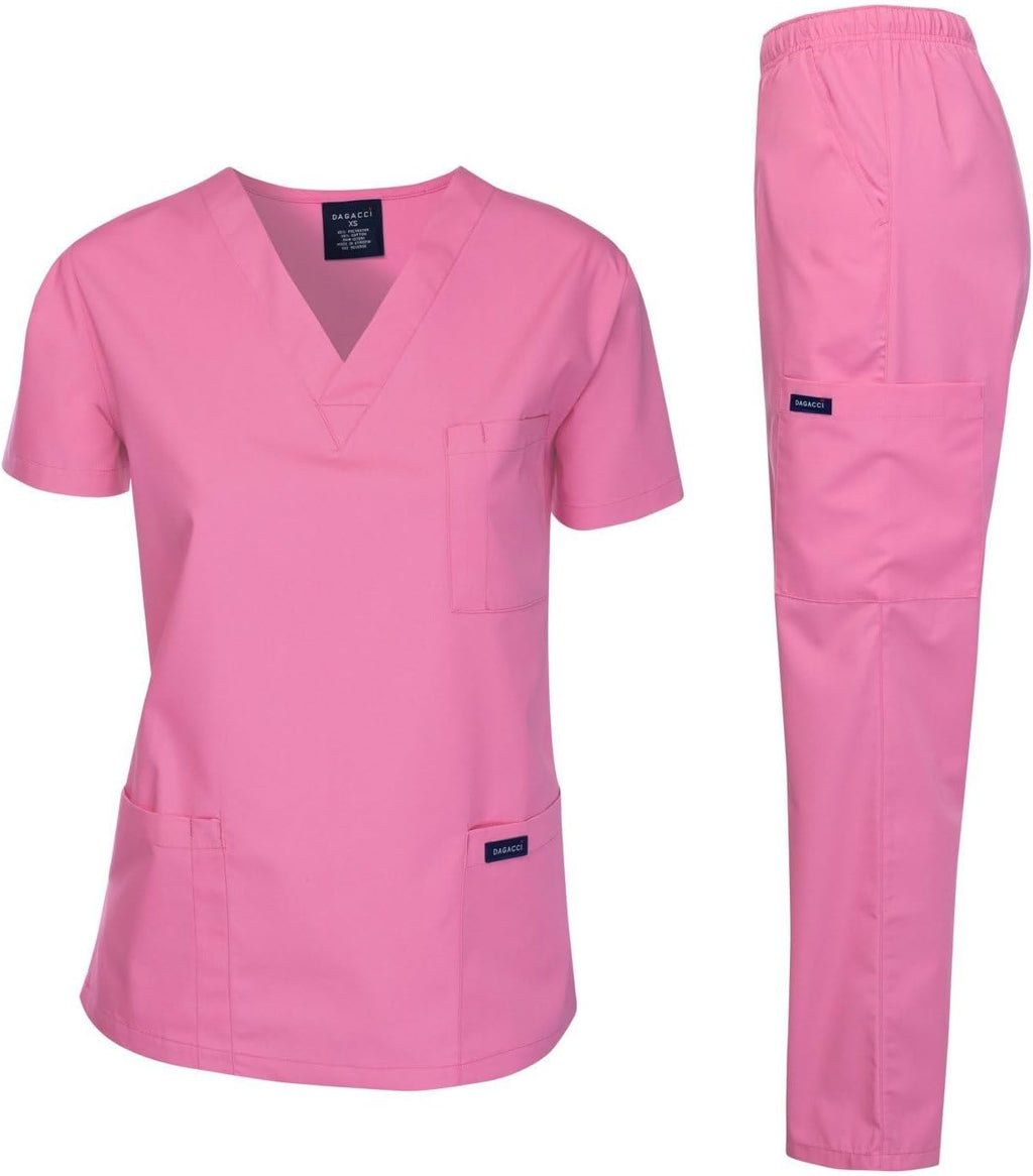 Medical Scrubs Set Unisex - V-Neck Top and Elastic Waist Pants Uniform for Healthcare Workers