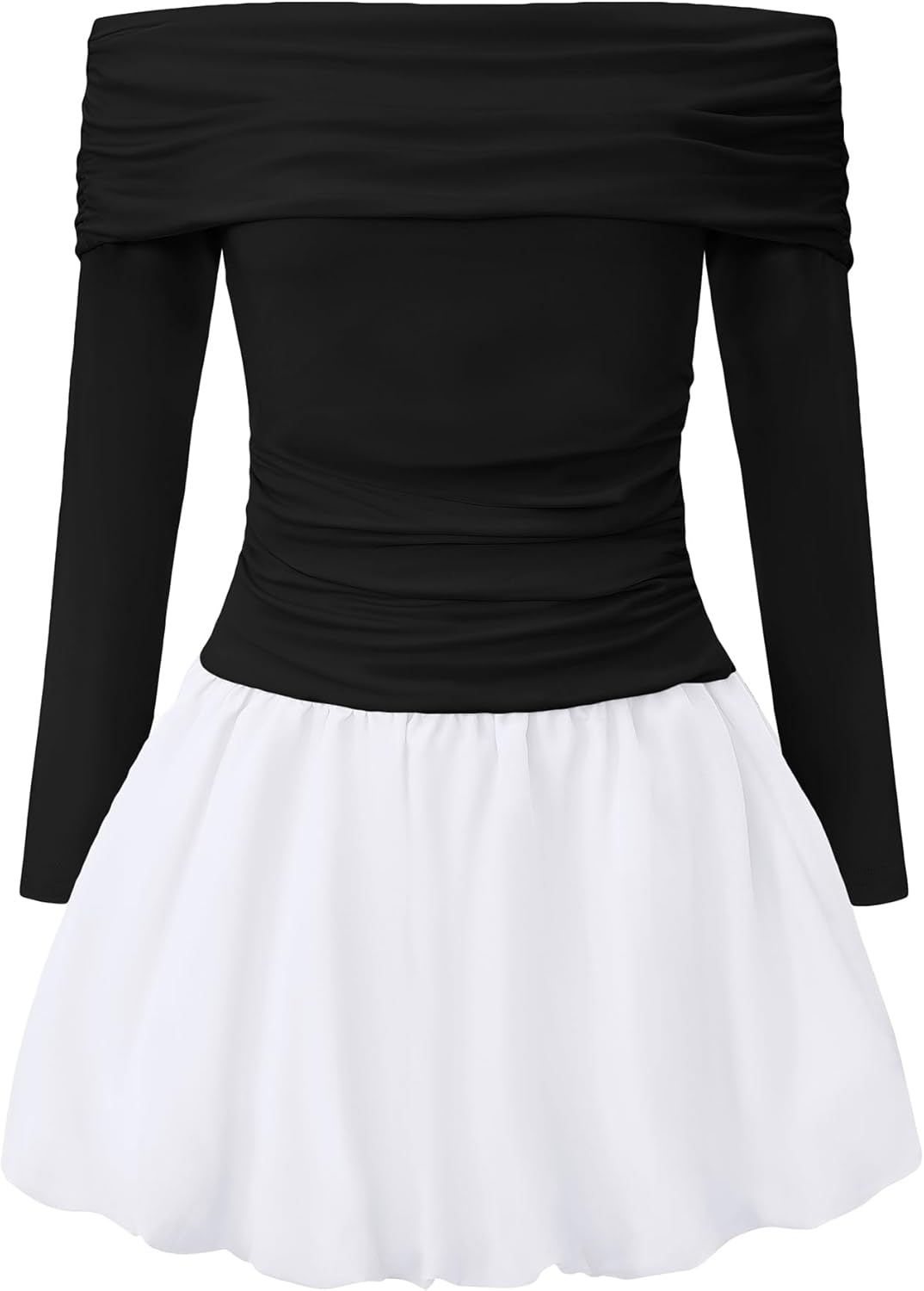 EXARUS Girls Dress Off The Shoulder Bodycon/Bubble Long Sleeve Teen Ruched Homecoming Dance Party Prom Tween Dresses