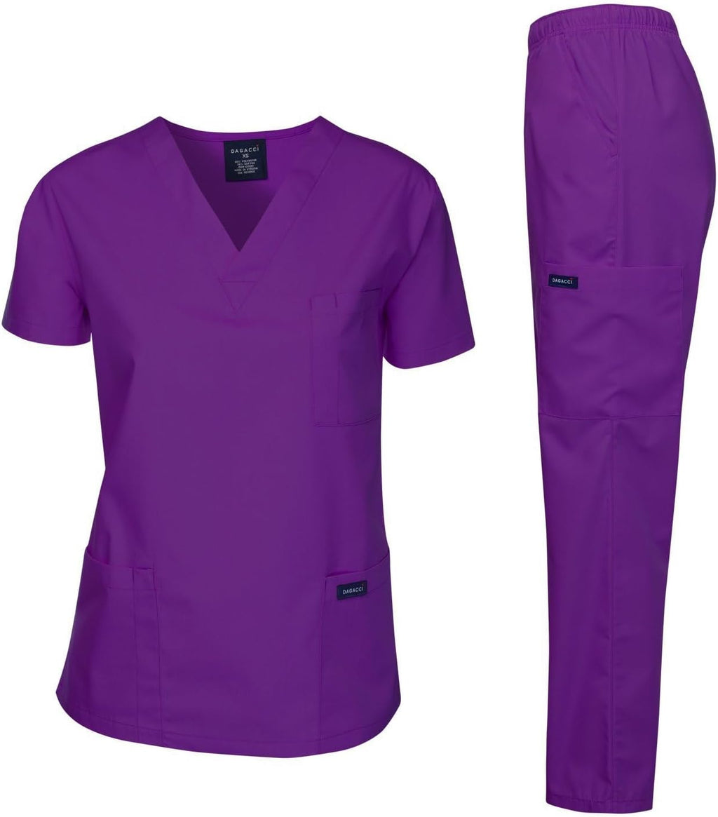 Medical Scrubs Set Unisex - V-Neck Top and Elastic Waist Pants Uniform for Healthcare Workers