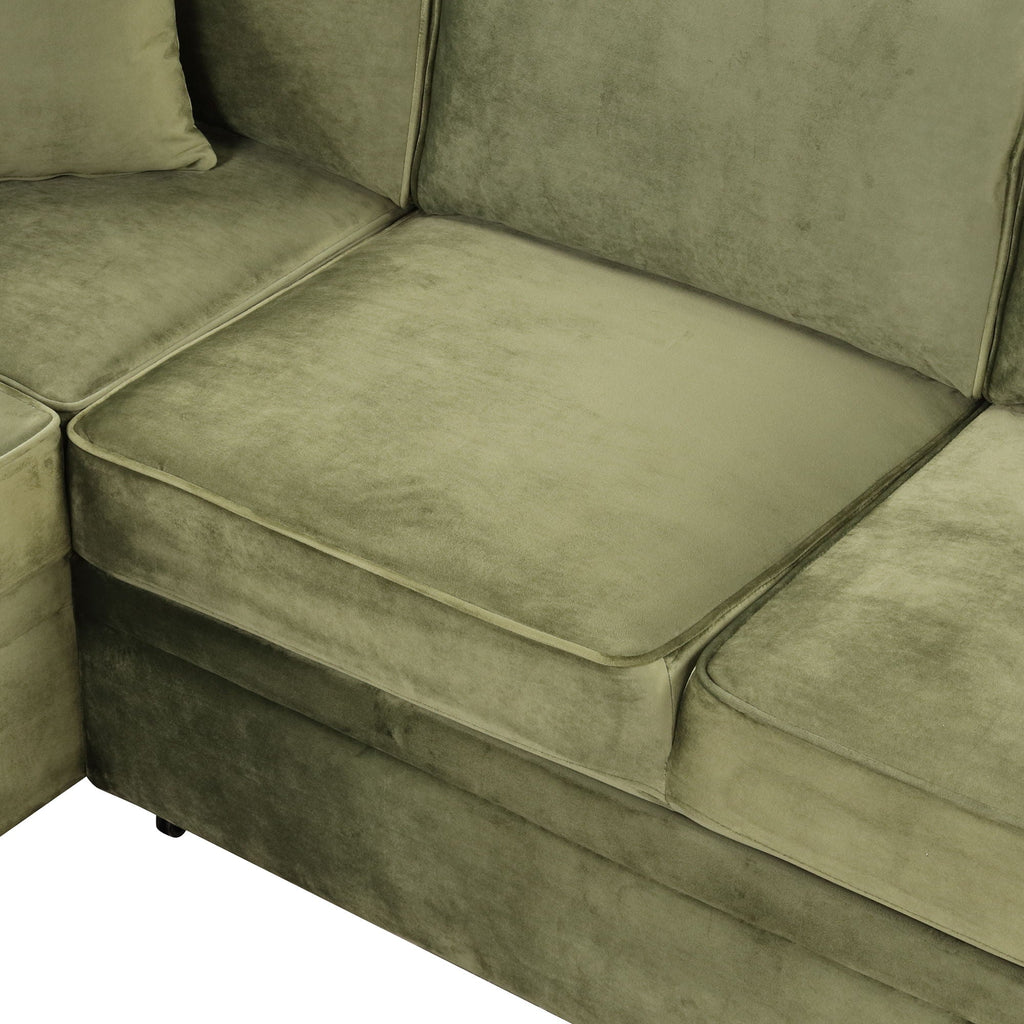 Sleeper Sofa Bed Sectional with Storage Ottoman - Gray, Beige, Green, Black