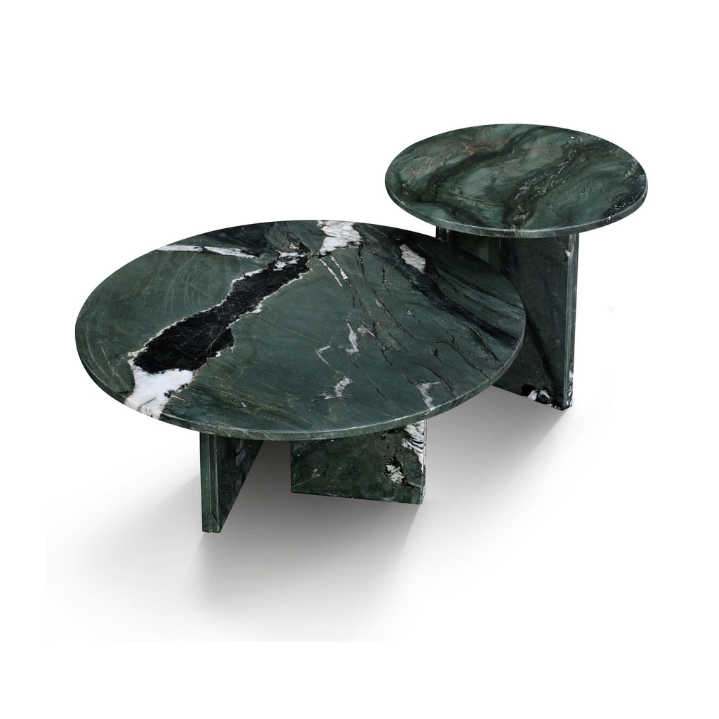 Elegant Coffee Duo Table Set with Natural Marble Tops - Multiple Colors