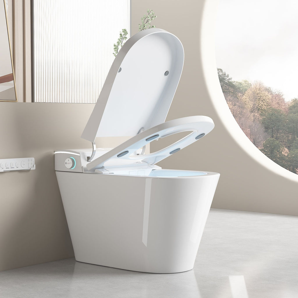 Smart Bidet Toilet with Heated Seat & Auto Open - White, Black, or Dark Gray