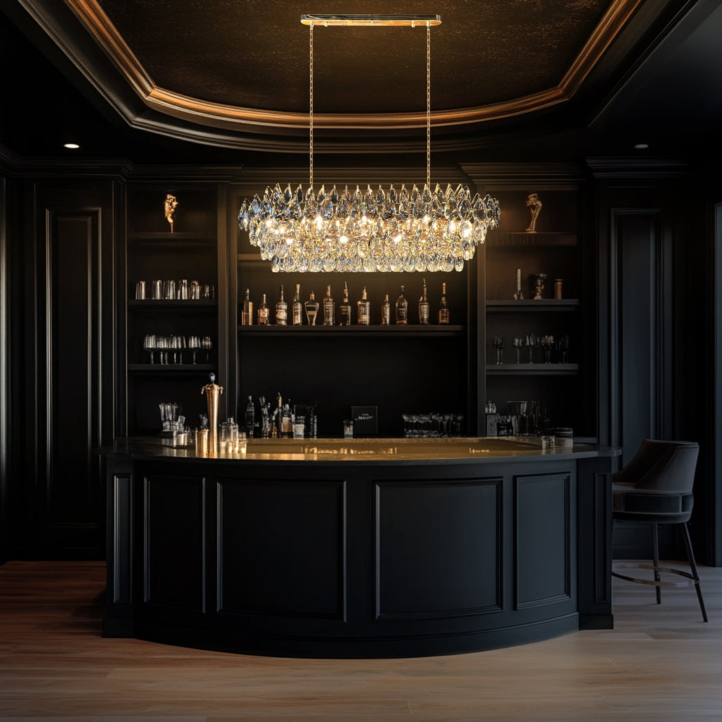 Teardrop Crystal Diamond Linear Chandelier
