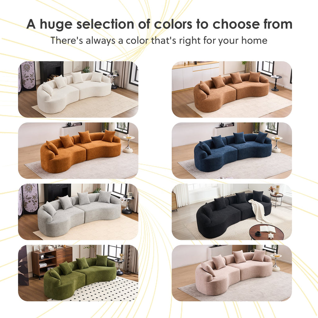 Modular Sleeper Sectional Sofa with Curved Design - Wood Grain Chenille