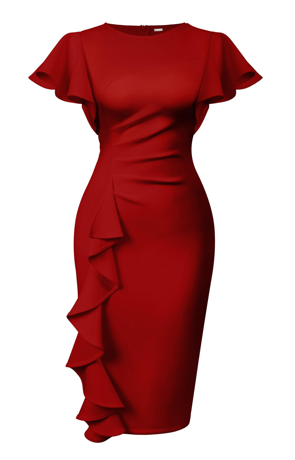 Cato Fashions Online - Women's Vintage Ruffle Sleeve Bodycon Midi Dress - Church Work Office Pencil Dress