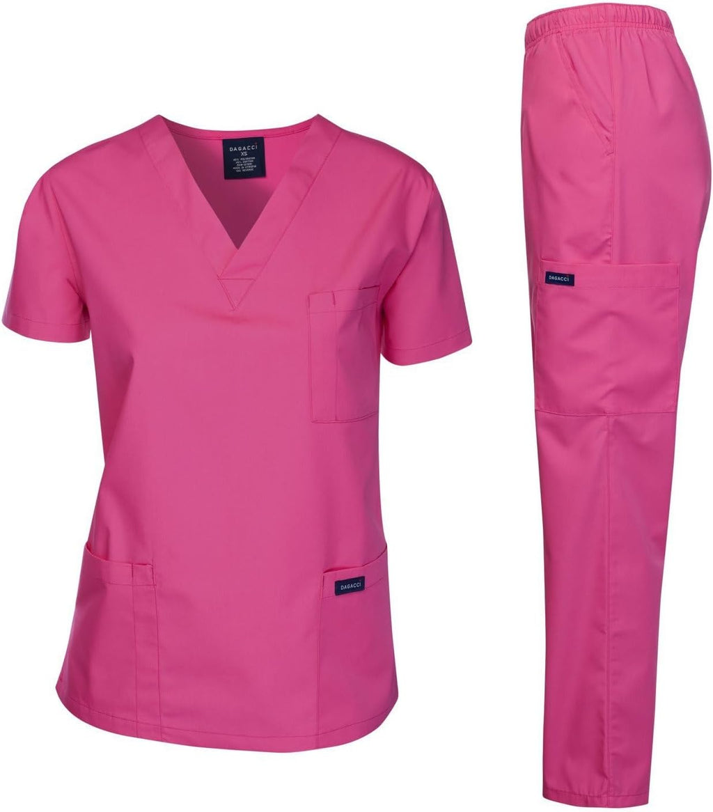 Medical Scrubs Set Unisex - V-Neck Top and Elastic Waist Pants Uniform for Healthcare Workers