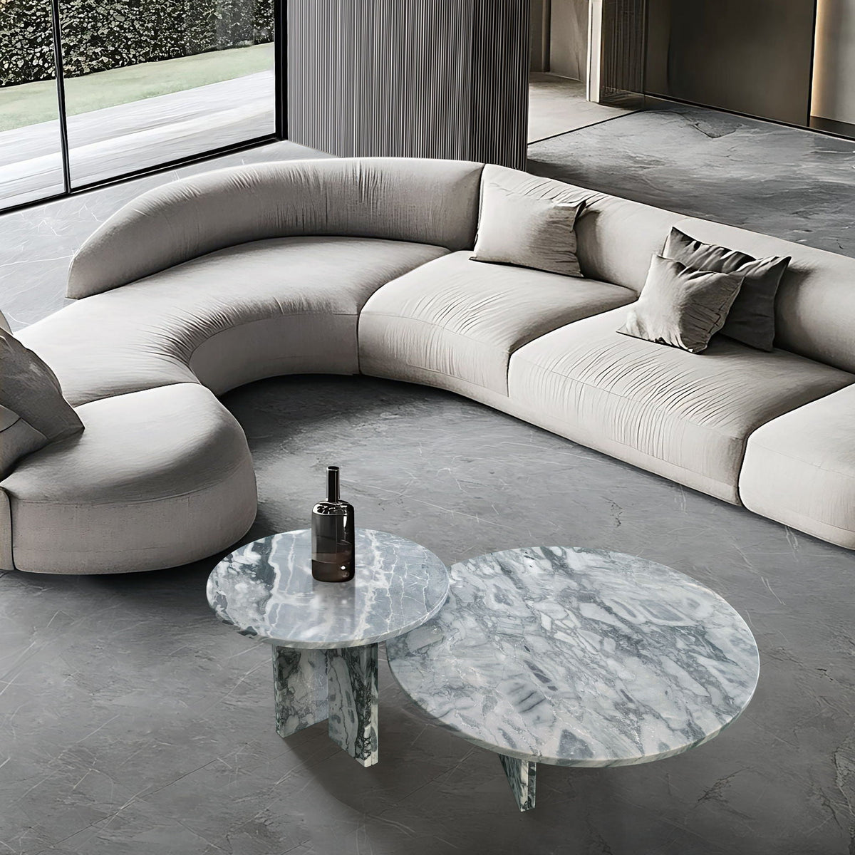 Elegant Coffee Duo Table Set with Natural Marble Tops - Multiple Colors